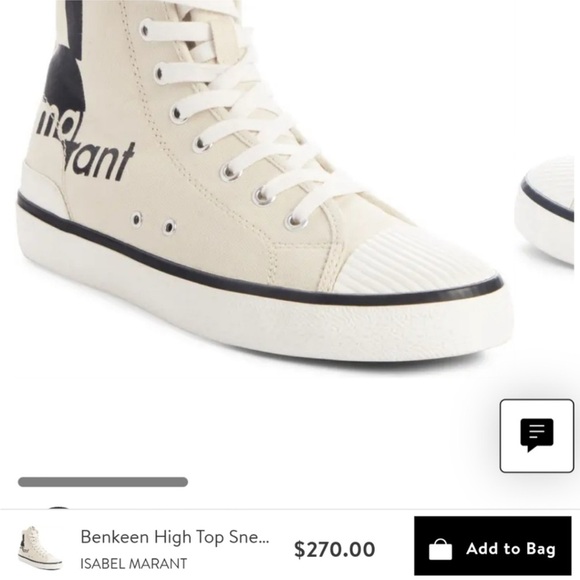 ISABEL MARANT Benkeen High Top Sneaker Cream Black Logo Size 5.5 EUC - Picture 2 of 11